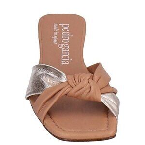 Pedro Garcia Slip On Sandals Pink Beige Gold